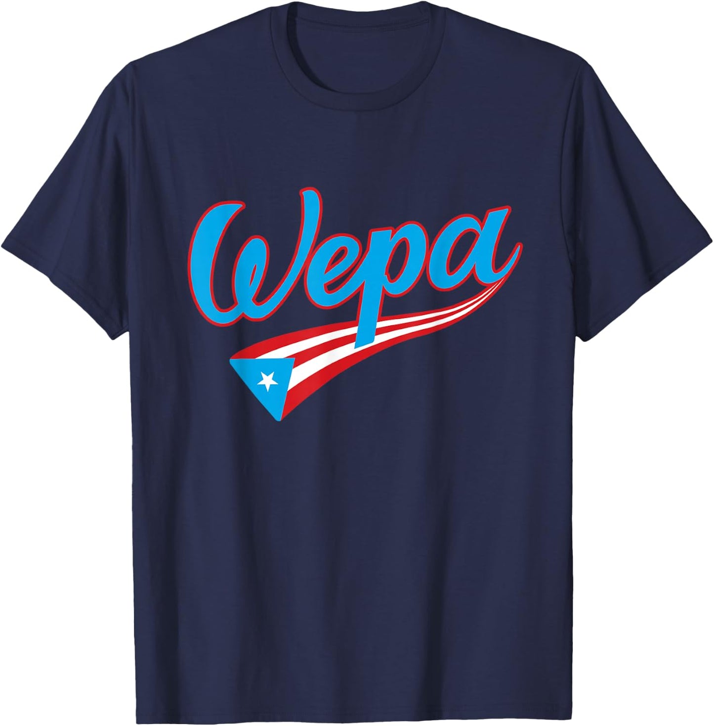 Wepa Bandera Puerto Rico Flag Hand Lettering T-Shirt - T-Shirt | Navy