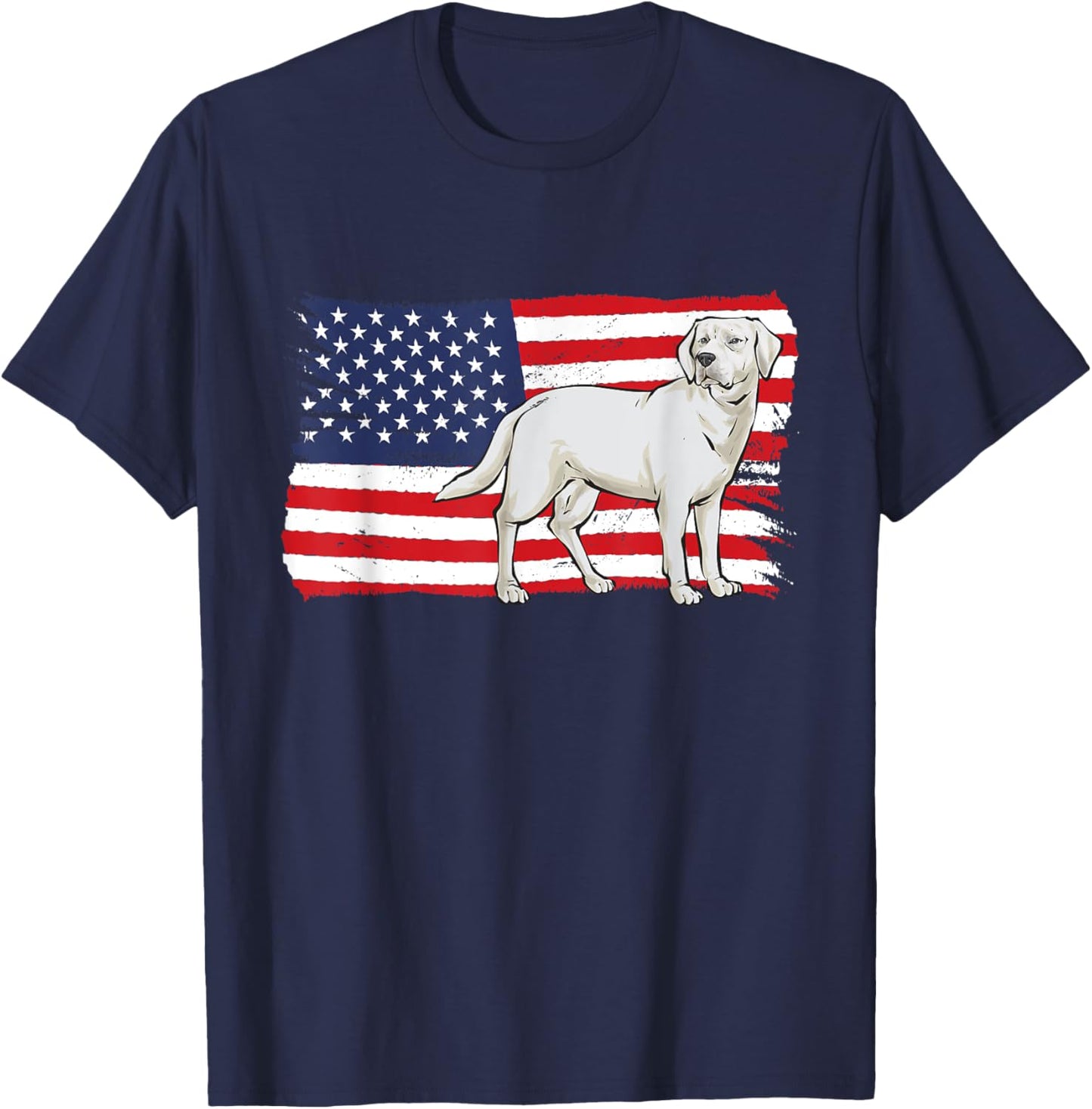 White Labrador Retriever American Flag White Lab Women Men T-Shirt - T-Shirt | Navy