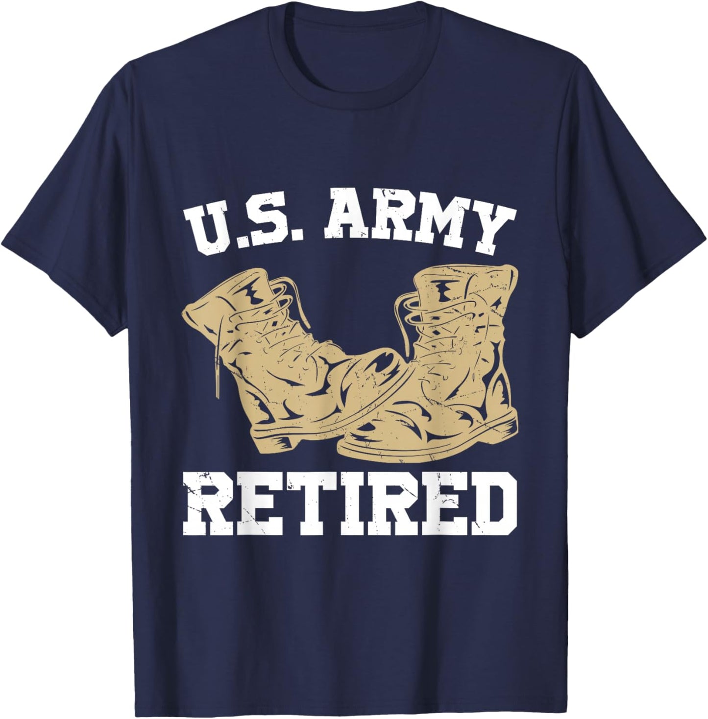US Army Retired Distressed With Logo Retirement T-Shirt - T-Shirt | Navy