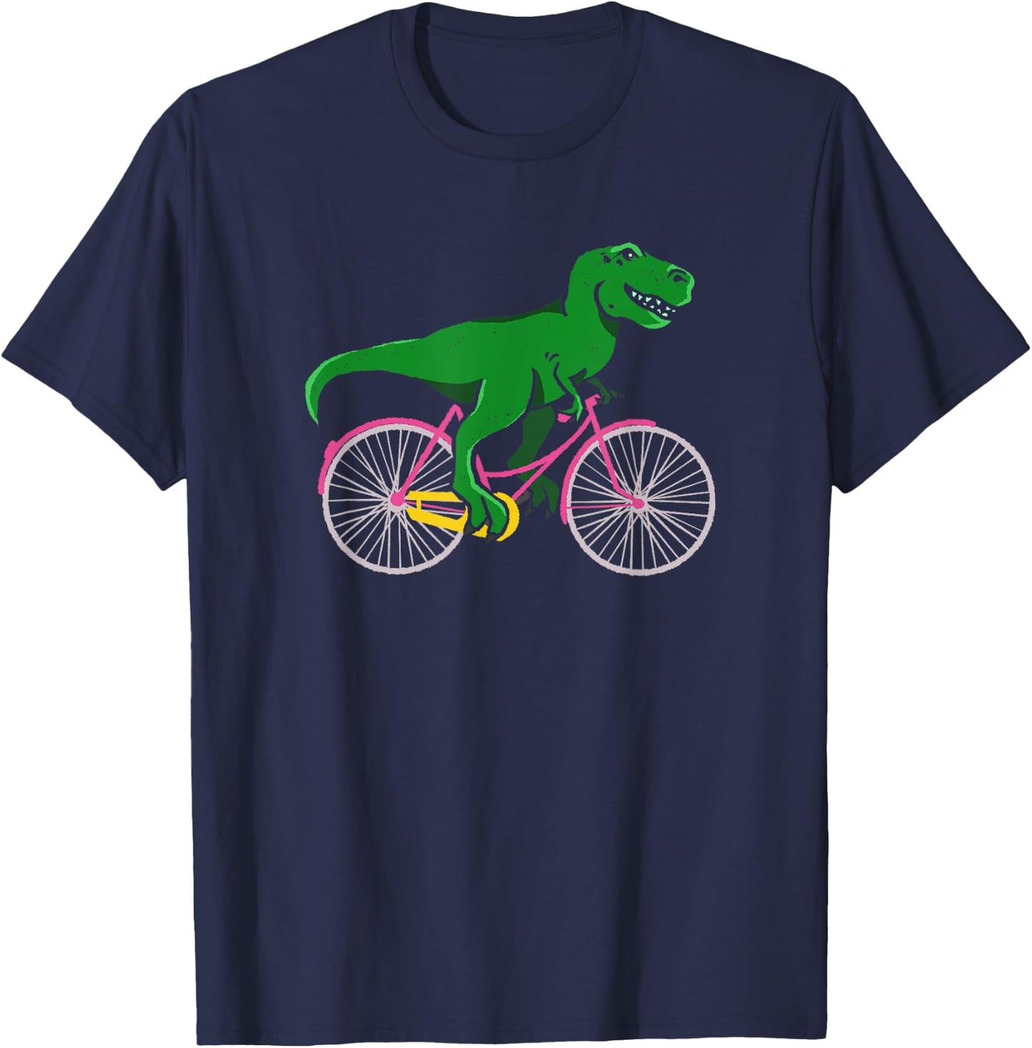 T-Rex Riding A Bike - Funny Trex Dinosaur Bicycle Rider T-Shirt - T-Shirt | Navy
