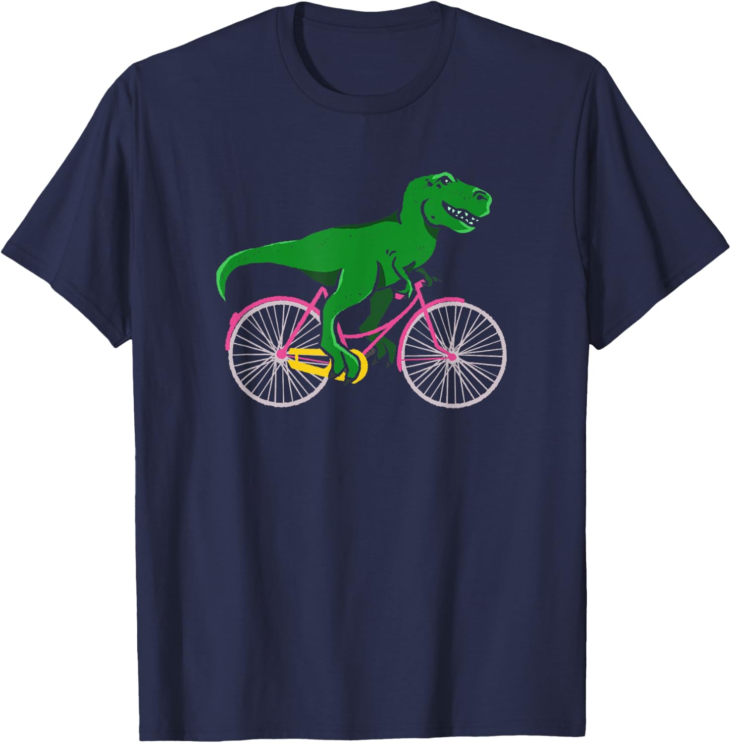 T-Rex Riding A Bike - Funny Trex Dinosaur Bicycle Rider T-Shirt - T-Shirt | Navy