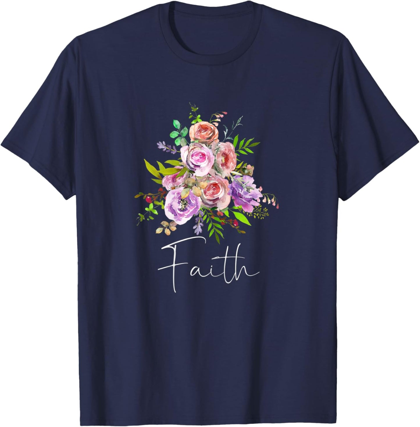 FAITH Christian Inspired Art Positive Message Love God Jesus T-Shirt - T-Shirt | Navy