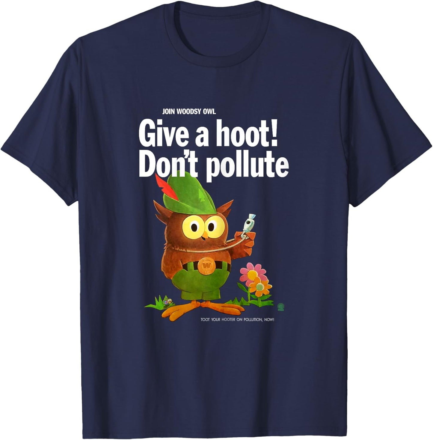 Woodsy Owl Give a Hoot Don't Pollute 70s Vintage T-Shirt - T-Shirt | Navy