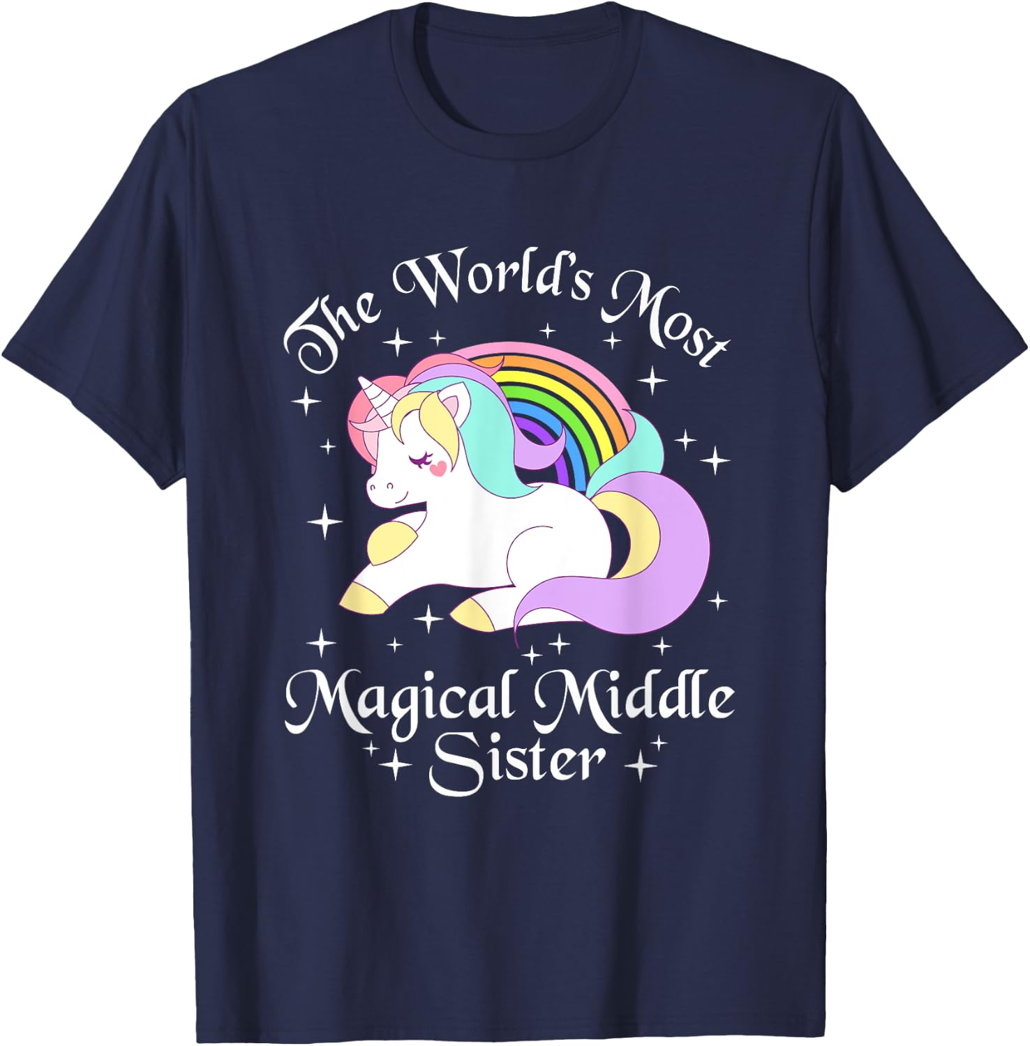 Magical Middle Sister Unicorn Sister Gifts Girls T-Shirt - T-Shirt | Navy