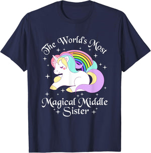 Magical Middle Sister Unicorn Sister Gifts Girls T-Shirt - T-Shirt | Navy