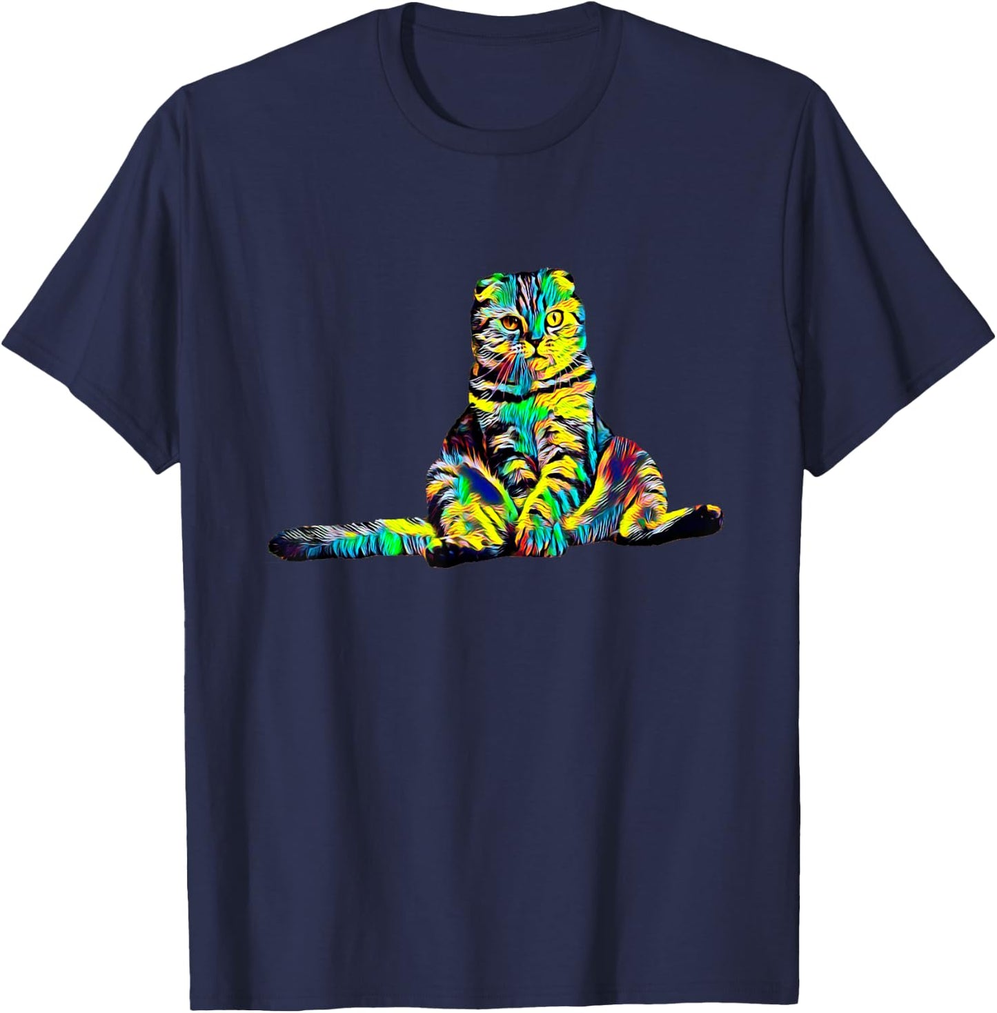 Scottish Fold Cat Men Women Girls Kids T-Shirt - T-Shirt | Navy