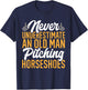 Horseshoes Game Horseshoe Pitching Old Man T-Shirt - T-Shirt | Navy