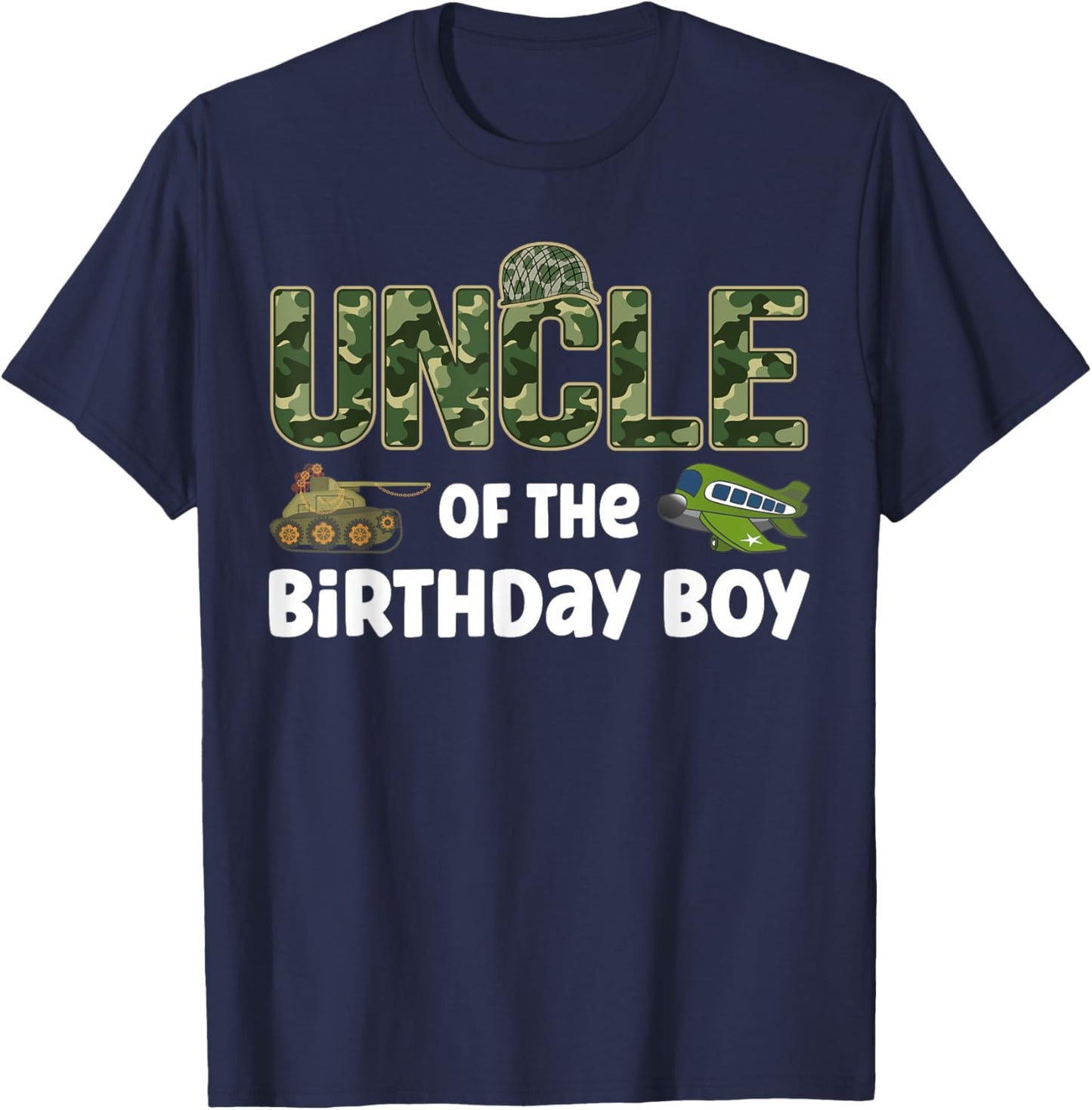 Uncle of the Birthday Boy Army Camouflage Birthday Party T-Shirt - T-Shirt | Navy