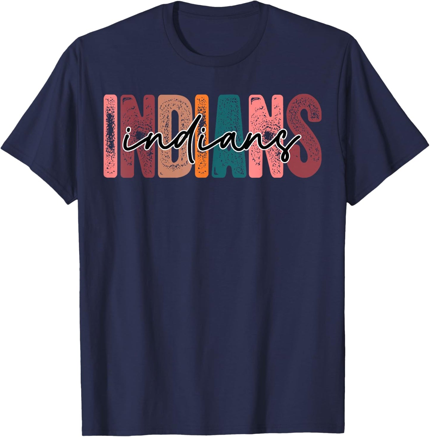 Indians School Sports Fan Team Spirit T-Shirt - T-Shirt | Navy