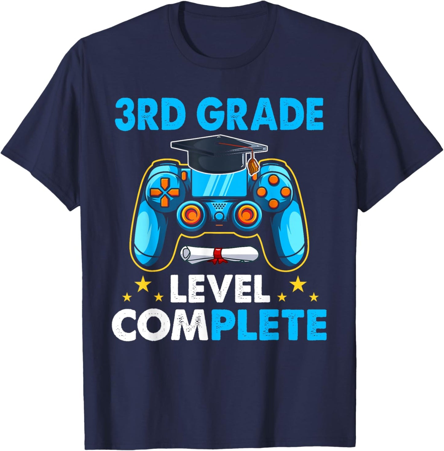 3rd Grade Level Complete Last Day Of School Graduate Boys T-Shirt - T-Shirt | Navy