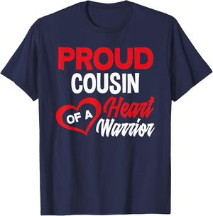 Cousin Of Heart Warrior Congenital Heart Defect Awareness T-Shirt - T-Shirt | Navy