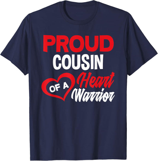 Cousin Of Heart Warrior Congenital Heart Defect Awareness T-Shirt - T-Shirt | Navy