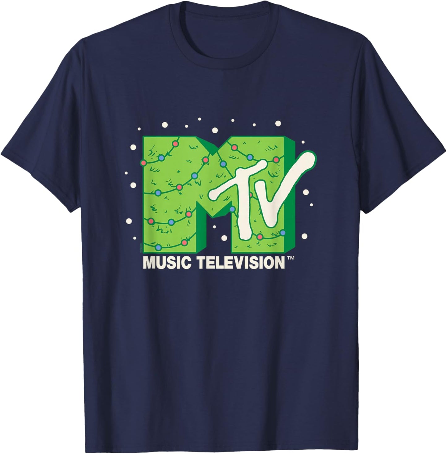MTV - MTV Logo Christmas Tree T-Shirt - T-Shirt | Navy