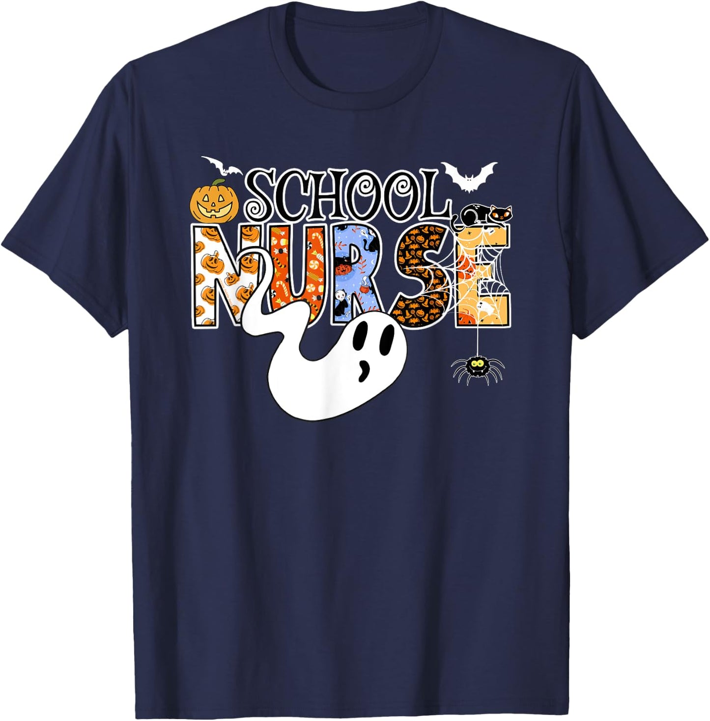 Fun SCHOOL NURSE Halloween Costume School Nurse Halloween T-Shirt - T-Shirt | Navy