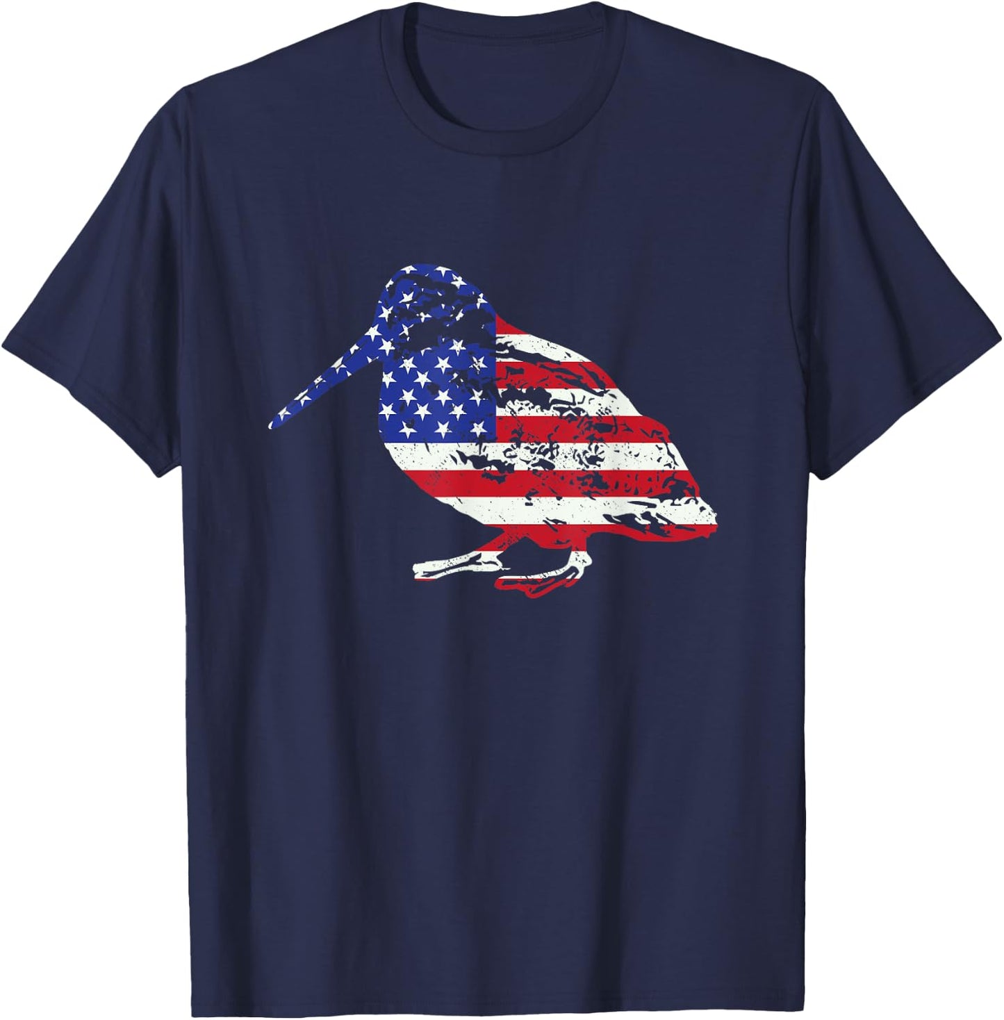 American Flag Woodcock Hunter Timberdoodle Bogsucker Gifts T-Shirt - T-Shirt | Navy