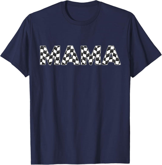 Checkered race car Mama White Black Checkerboard Women Flag T-Shirt - T-Shirt | Navy