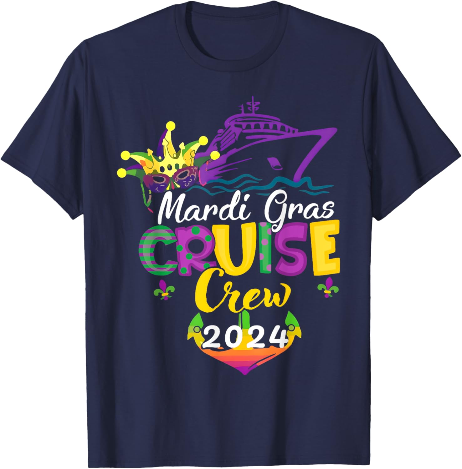 Mardi Gras Cruise 2024 Ship Family Matching Trip New Orleans T-Shirt - T-Shirt | Navy