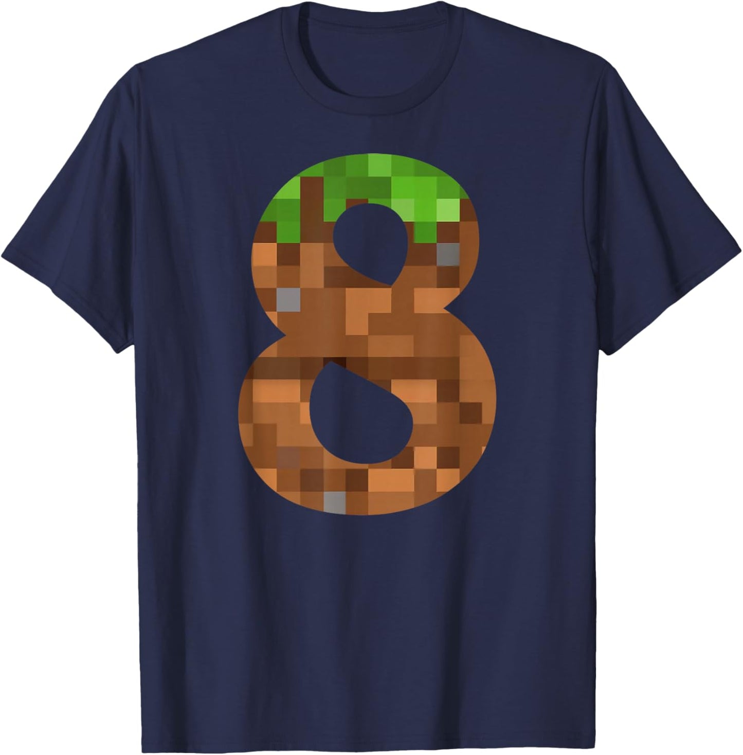Pixel 8yr Birthday Number Eight 8 Year Old 8th Video Gamer T-Shirt - T-Shirt | Navy