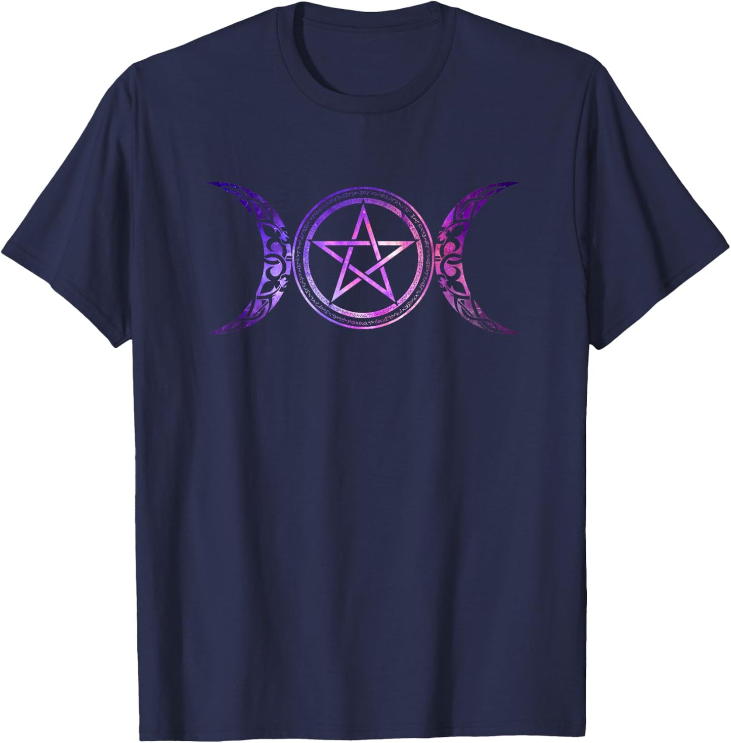 Moon Witch Wicca Witchcraft Occult Pentagram Star Wicca T-Shirt - T-Shirt | Navy
