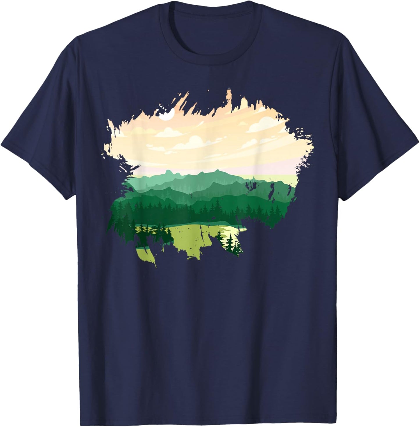 Timeless Mountain, Nature Trees and Forest T-Shirt - T-Shirt | Navy
