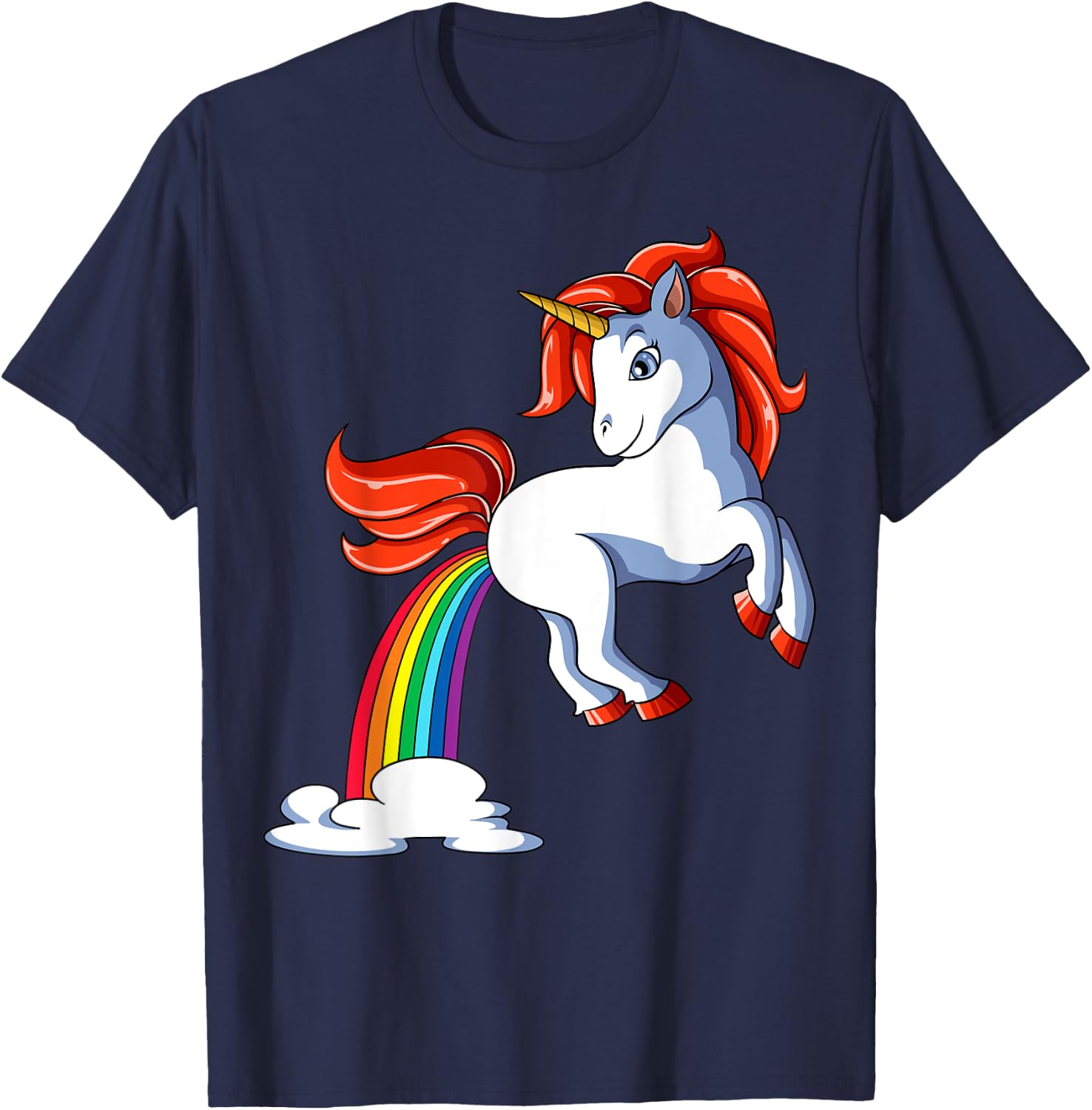 Farting Unicorn Farts Rainbow Unicorn T-Shirt - T-Shirt | Navy