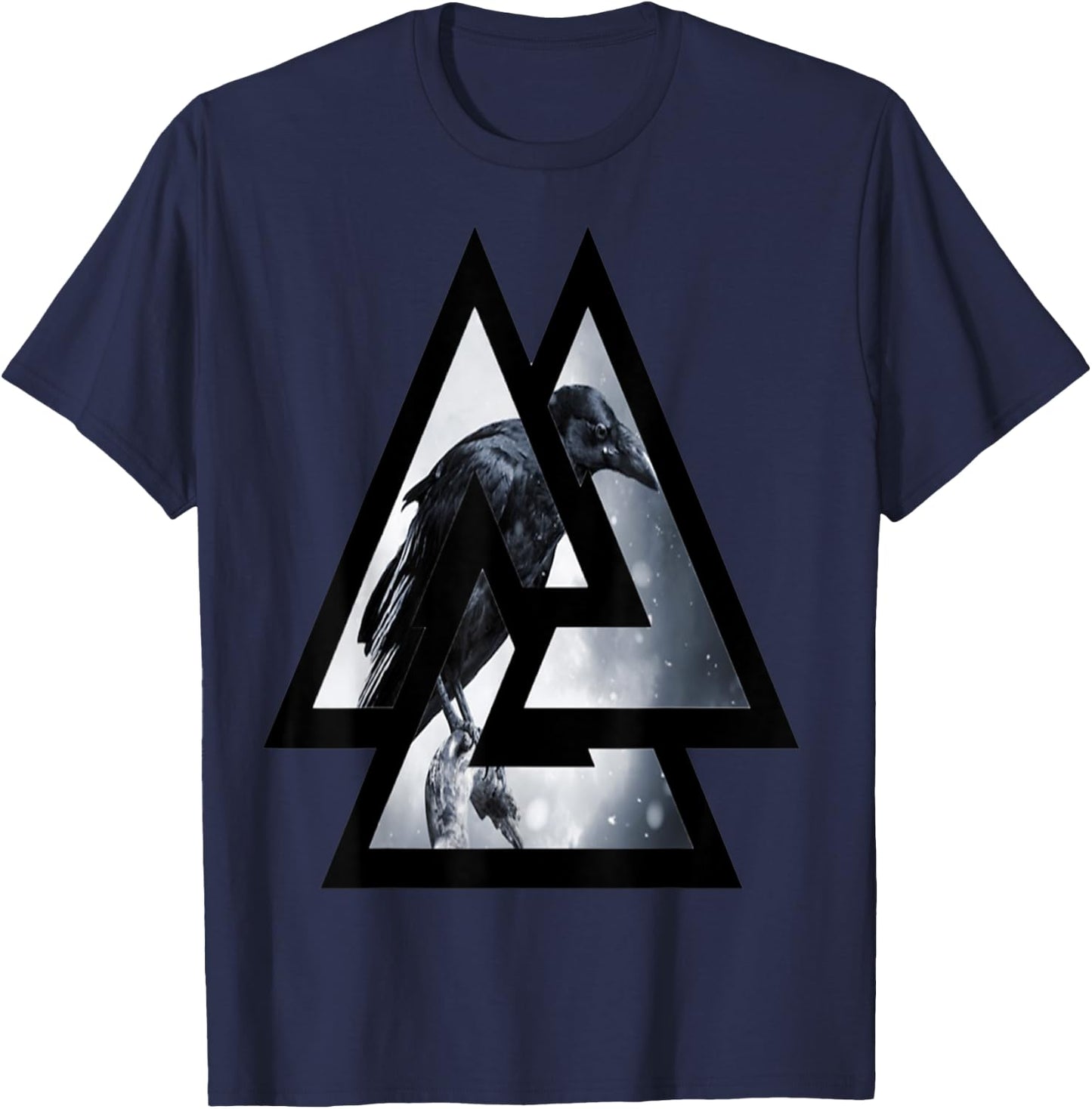 Crow Raven Norse Viking Style Gift Vikings lover T-Shirt - T-Shirt | Navy