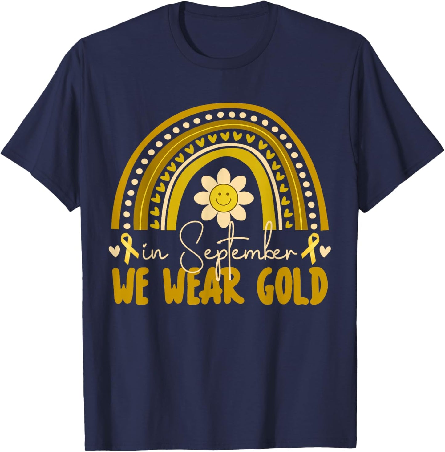 In September We Wear Gold Childhood Cancer Awareness T-Shirt - T-Shirt | Navy