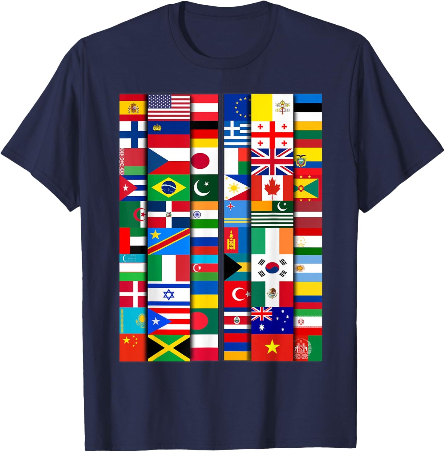 60 Flags of the Countries of the World, Global Unity T-Shirt - T-Shirt | Navy