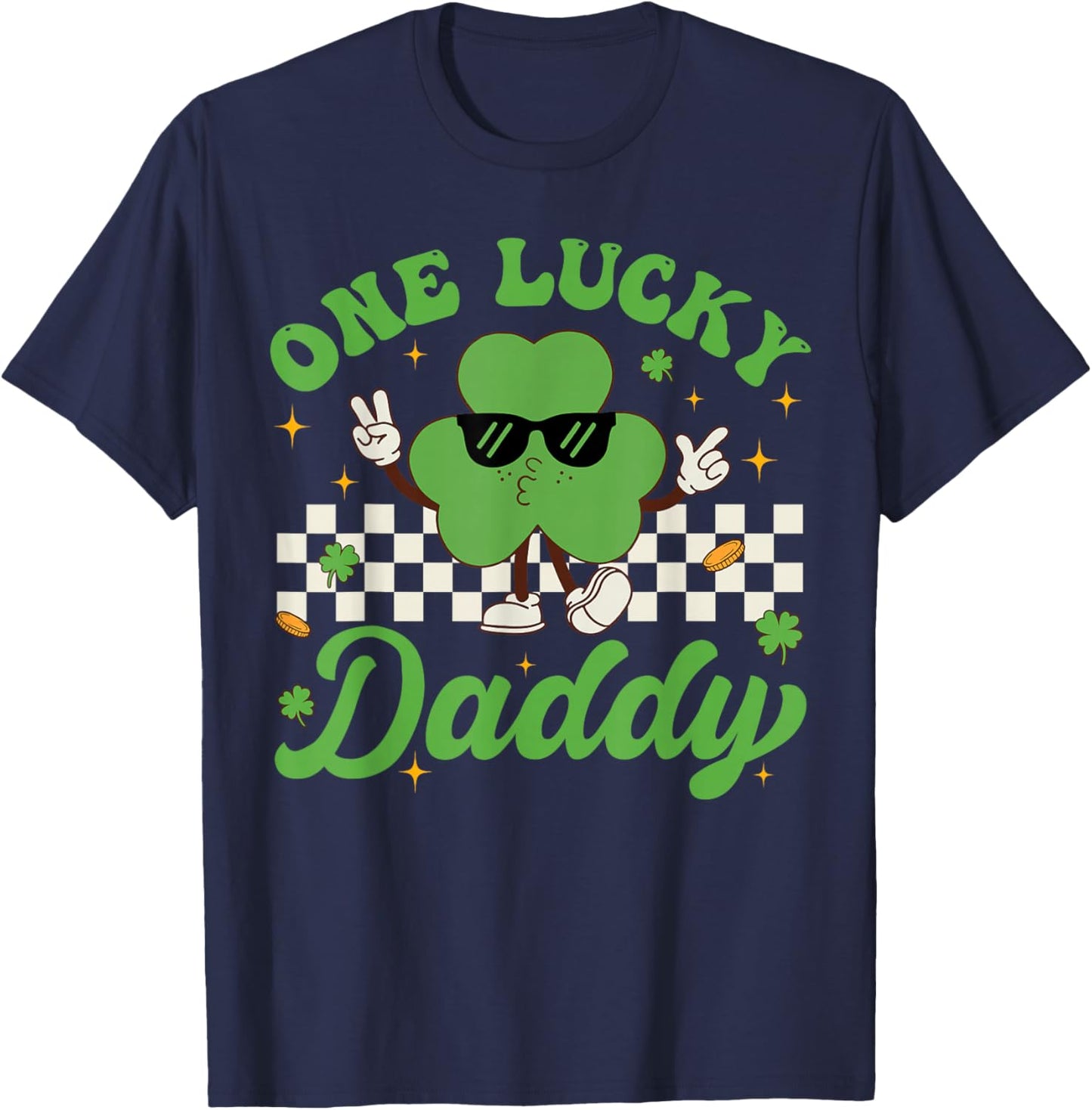 One Lucky Daddy St Patricks Day Funny Dad Father T-Shirt - T-Shirt | Navy