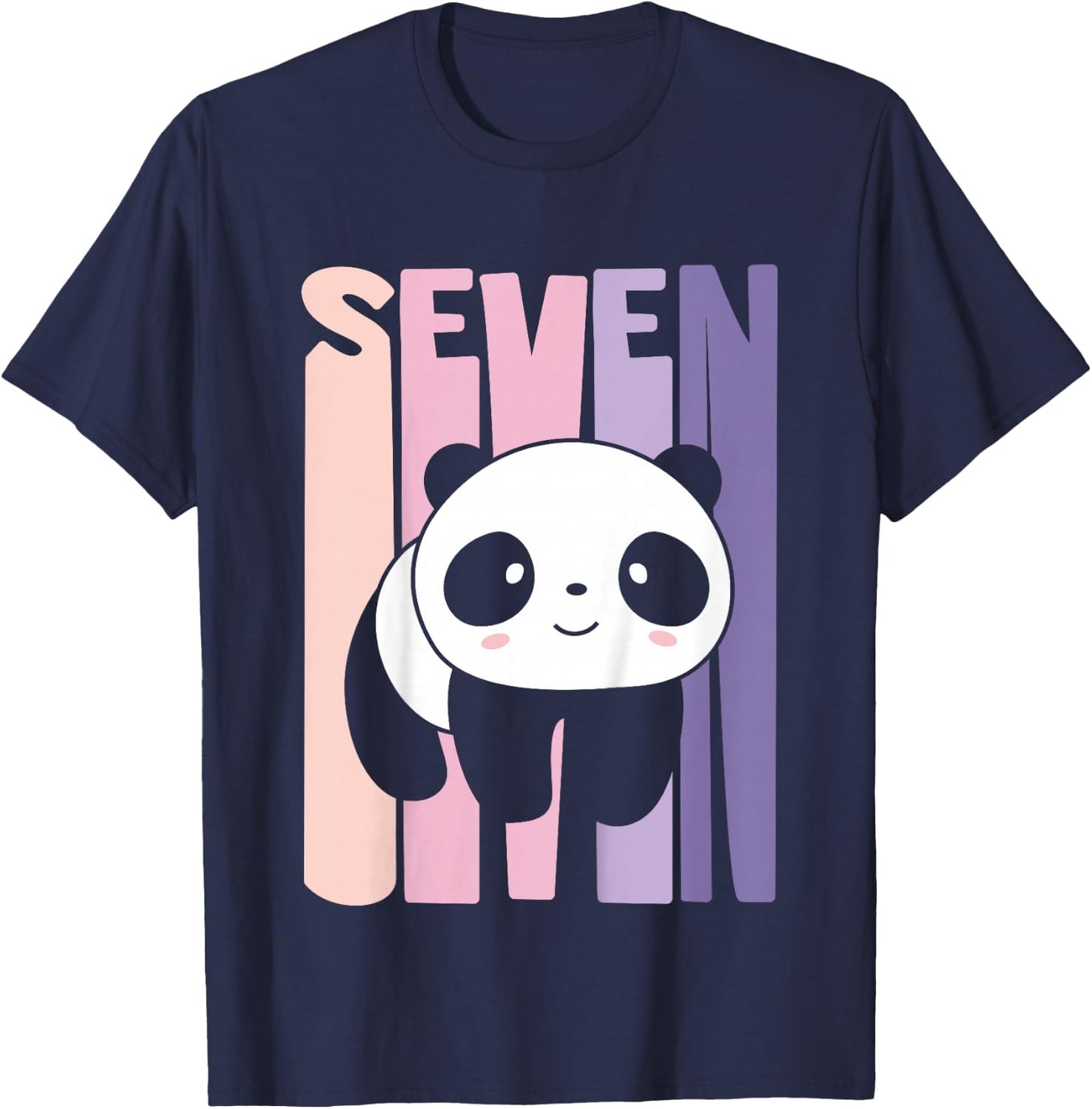 7 Year Old Cute Panda Birthday Girl 7th B-day T-Shirt - T-Shirt | Navy