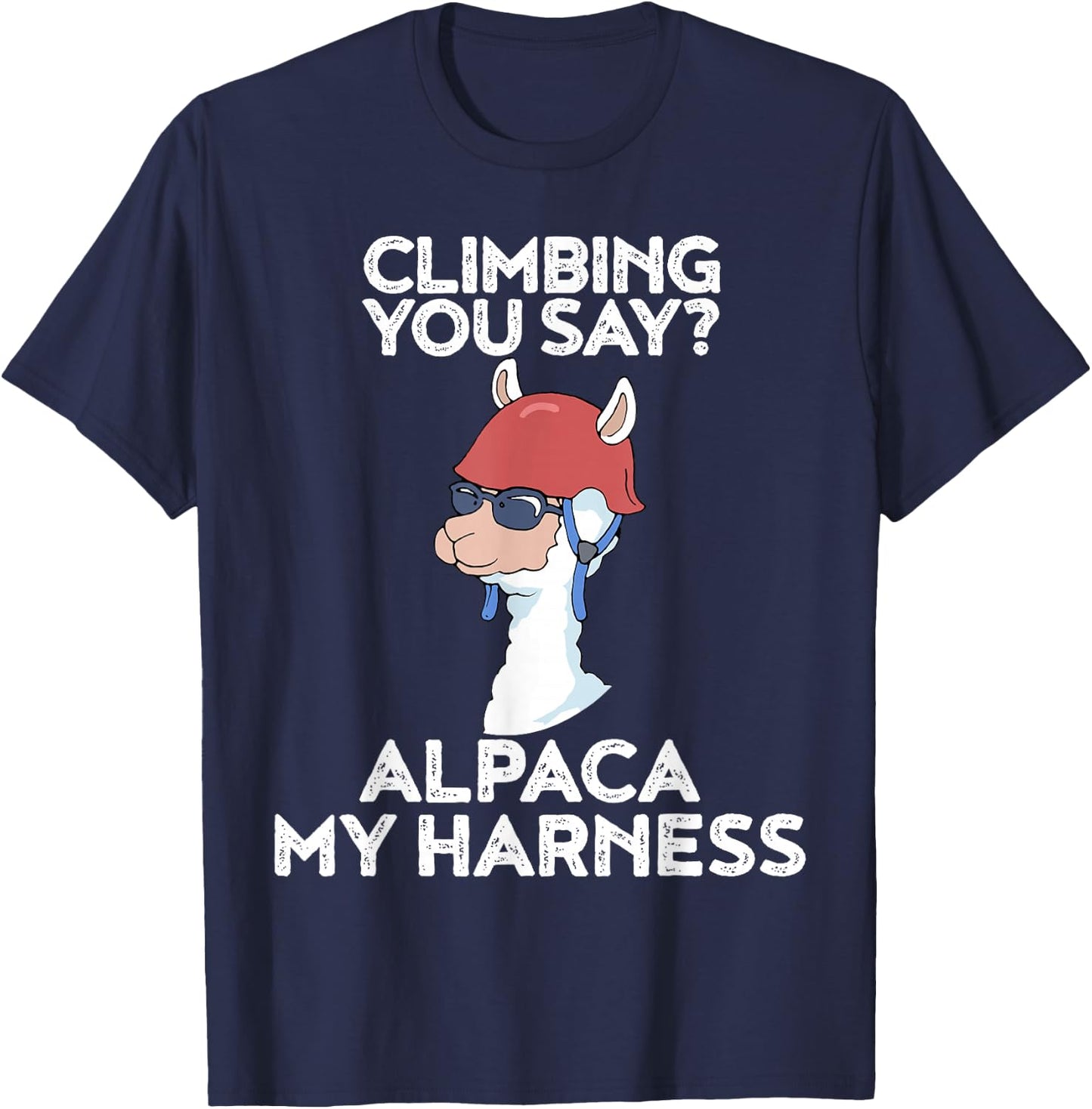Funny Climbing Shirt Cute Alpaca Rock Climber T-Shirt - T-Shirt | Navy