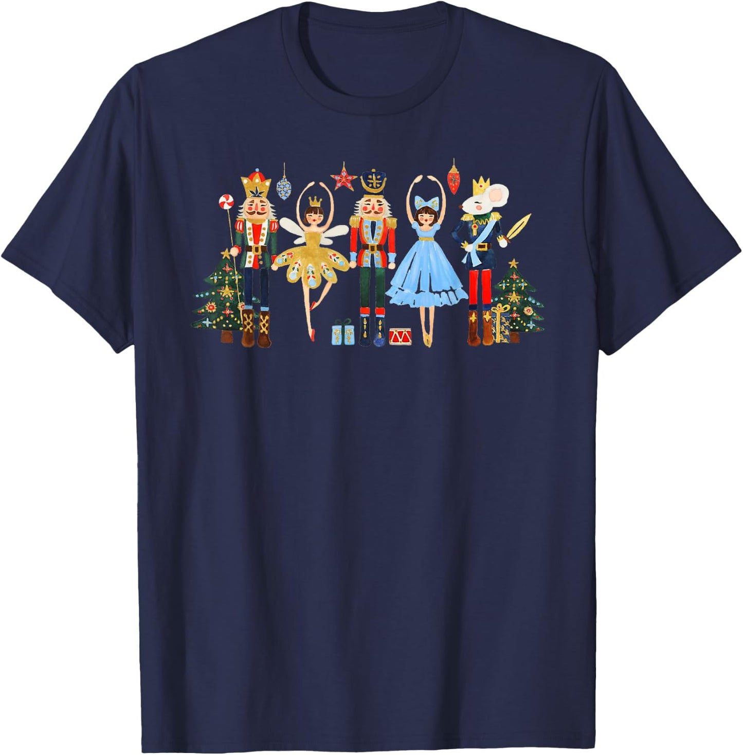 Retro Nutcracker Ballet Christmas Tree Shirts Girl T-Shirt - T-Shirt | Navy