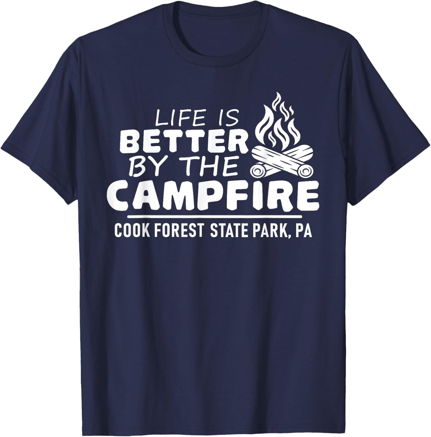 Cook Forest State Park Campfire Shirt Camping Hiking Outdoor T-Shirt - T-Shirt | Navy