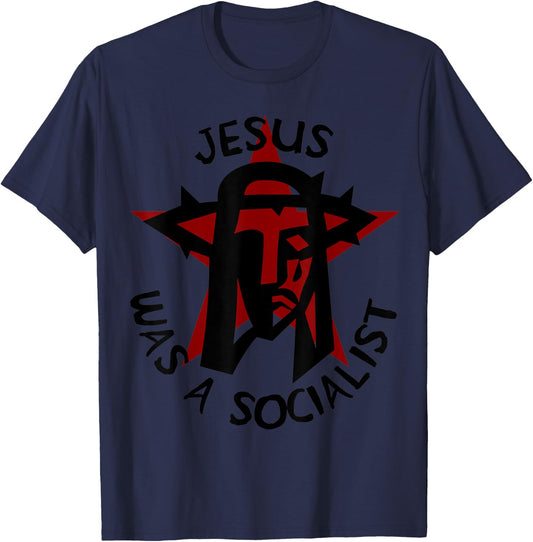 Jesus Was A Socialist Red Star - Liberation Theology T-Shirt - T-Shirt | Navy