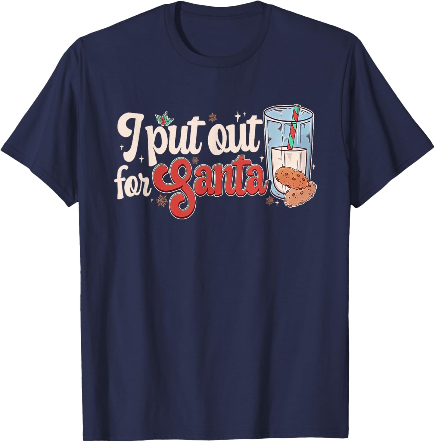 I Put Out For Santa Couple Matching Cookies & Milk Christmas T-Shirt - T-Shirt | Navy