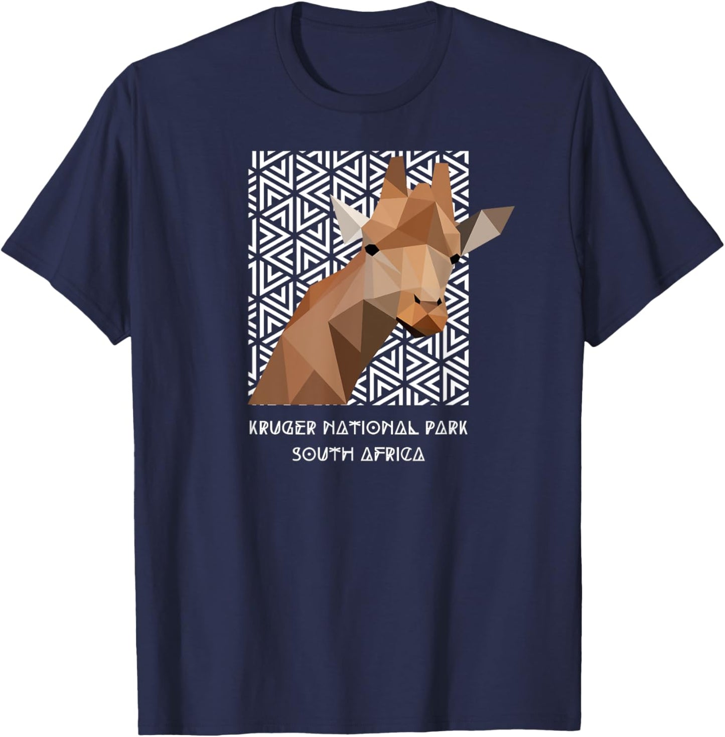 Kruger National Park South Africa Safari Geometric Giraffe T-Shirt - T-Shirt | Navy