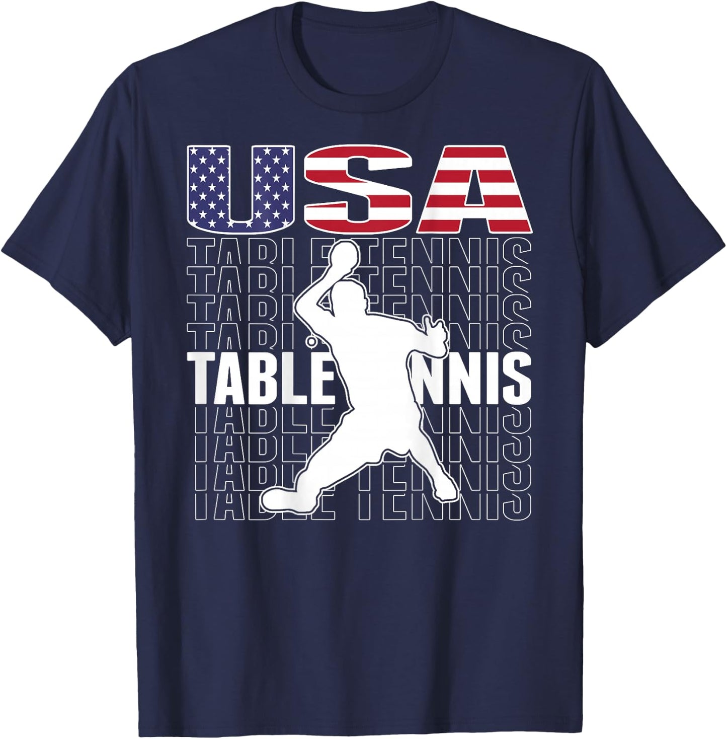 America Table Tennis Fans Jersey American Flag Ping Pong T-Shirt - T-Shirt | Navy