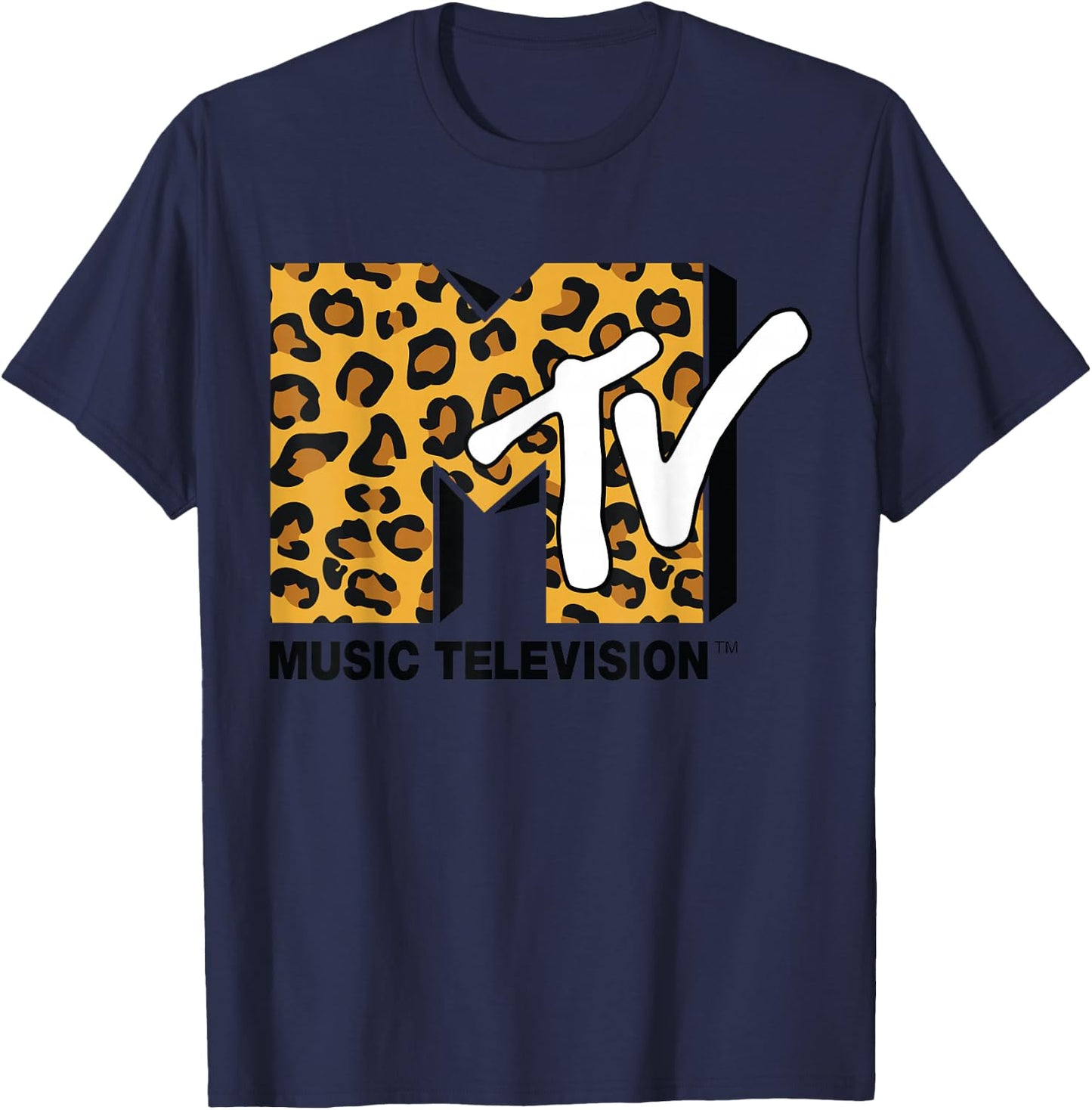 Classic Mtv Logo Leopard Print T-Shirt - T-Shirt | Navy
