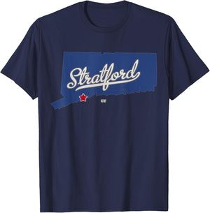Stratford Connecticut CT Map T-Shirt - T-Shirt | Navy