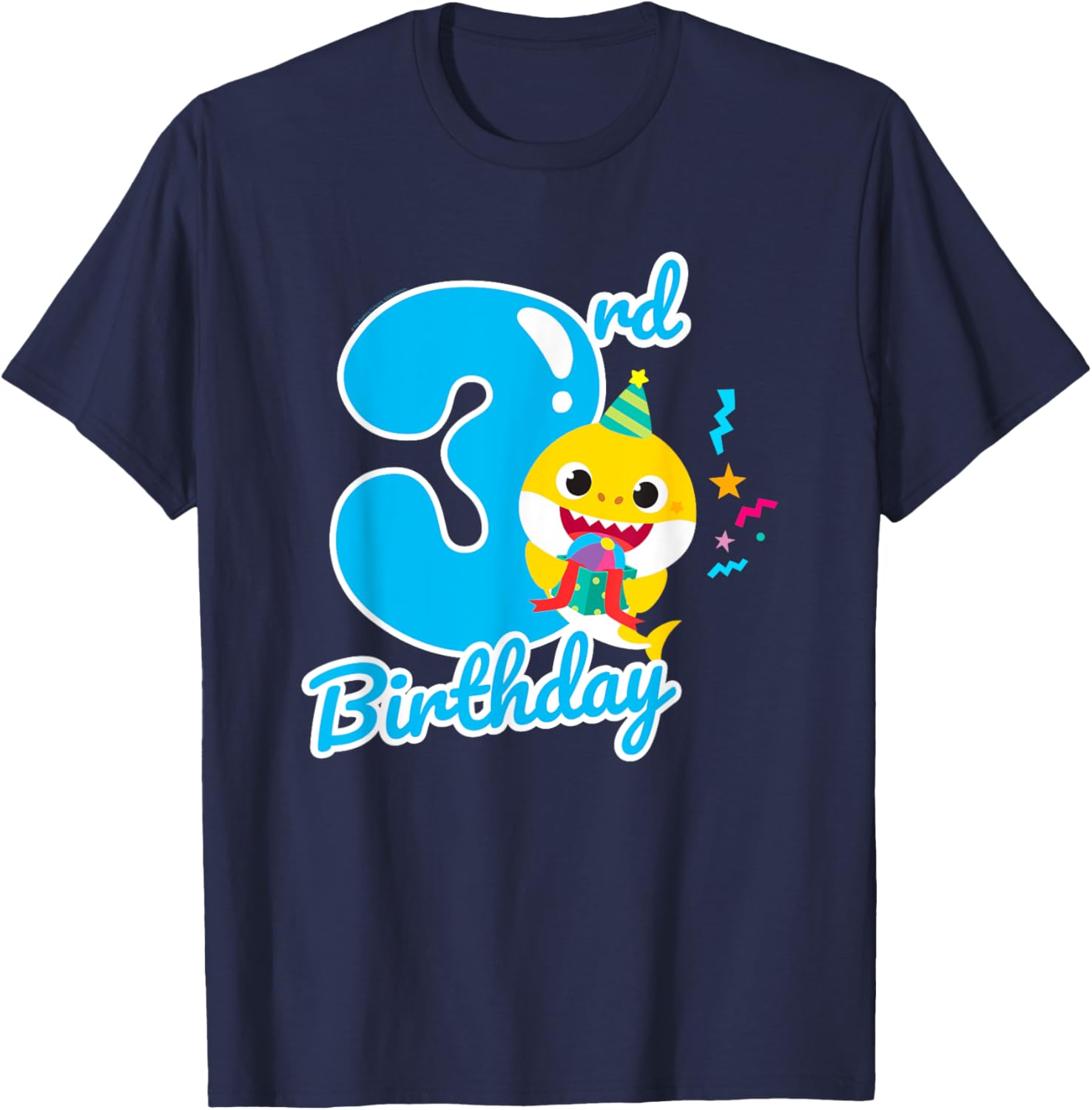 Baby Shark 3rd Birthday Blue 3 Years T-Shirt - T-Shirt | Navy