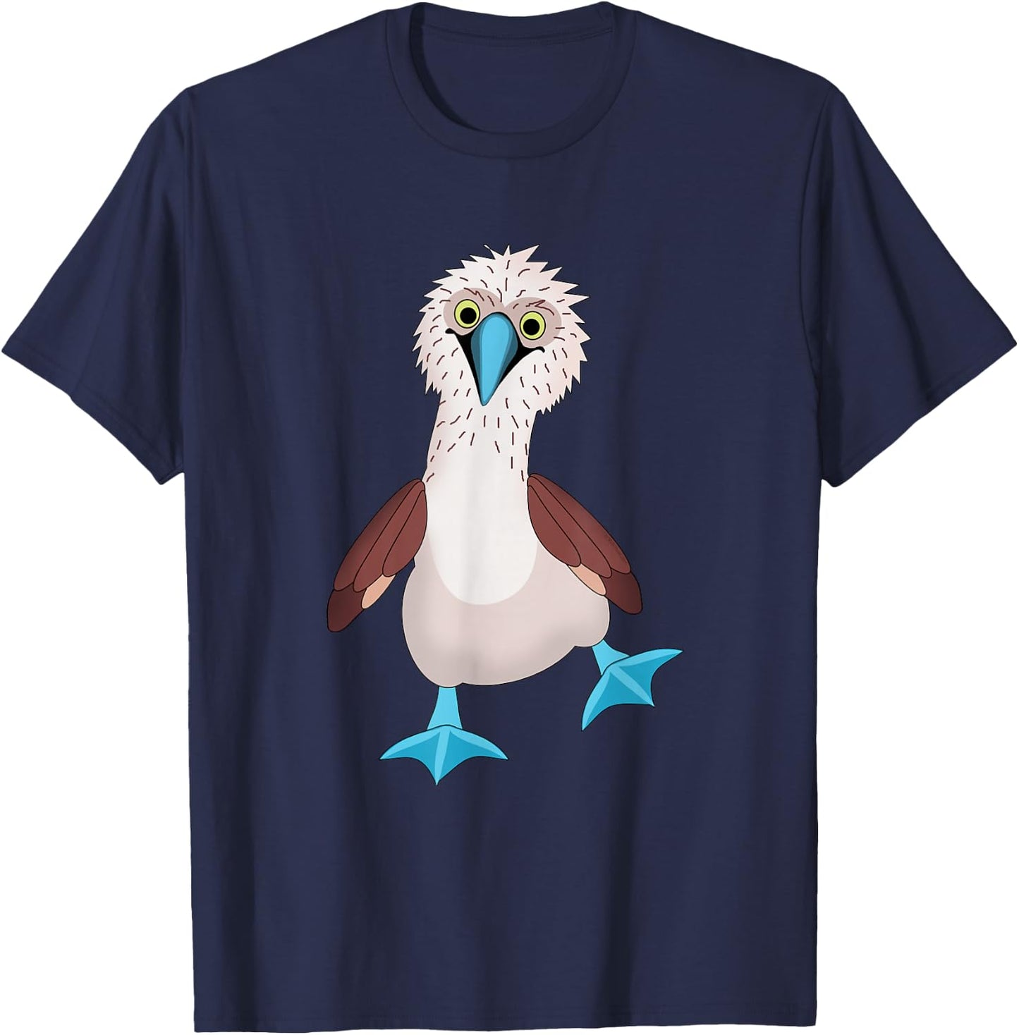 Dancing Booby Sea Bird Footed Blue Feet Drawing T-Shirt - T-Shirt | Navy
