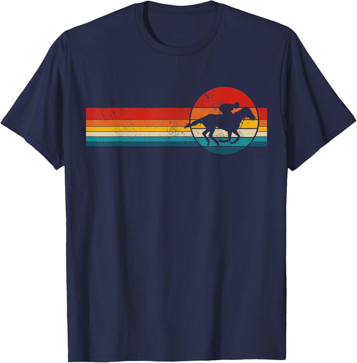 Horse Racing Vintage Retro Horse Riding Racer Rider Gift T-Shirt - T-Shirt | Navy