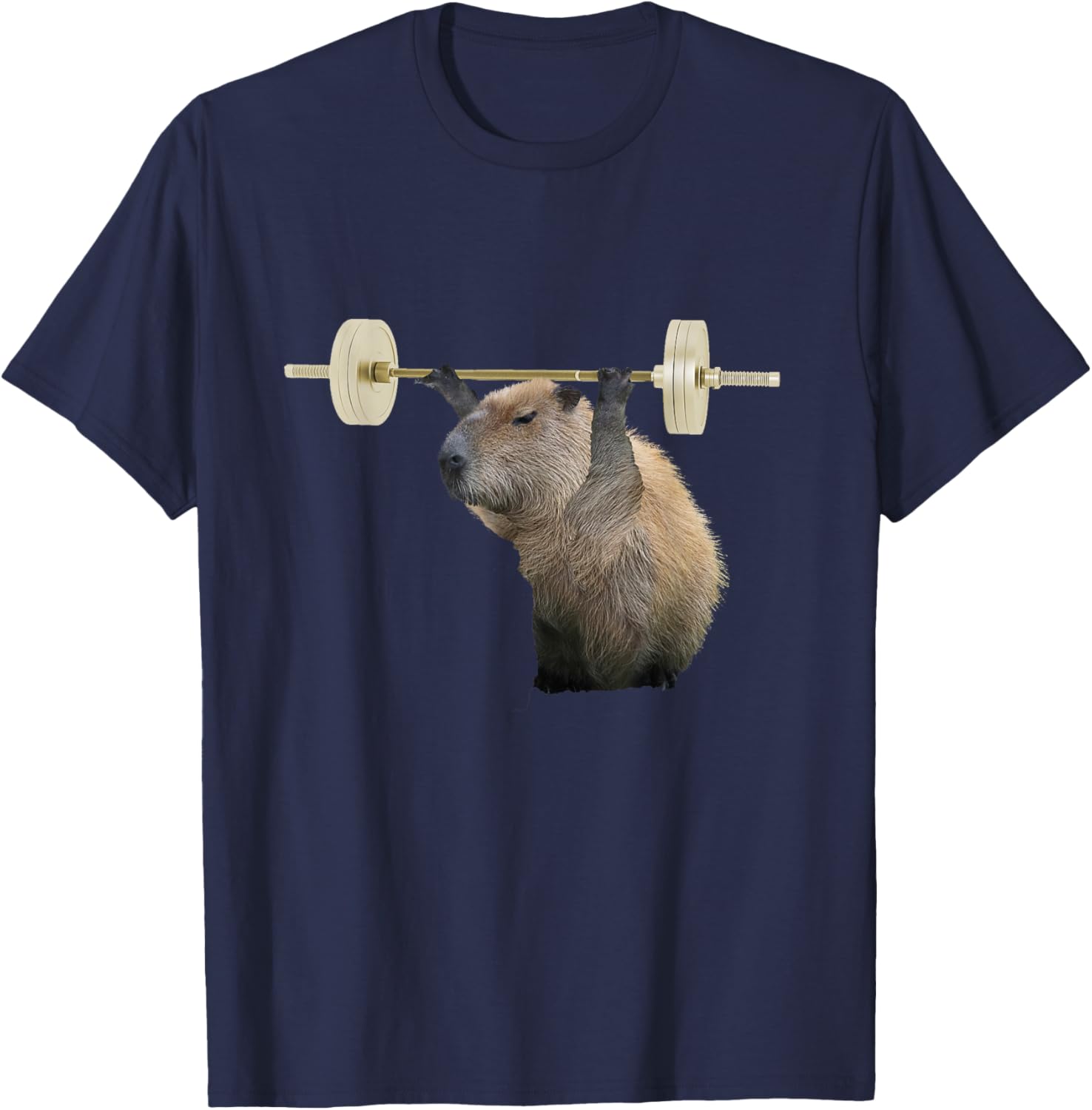 Capybara Weightlifting, Funny Body Building Training T-Shirt - T-Shirt | Navy