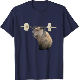 Capybara Weightlifting, Funny Body Building Training T-Shirt - T-Shirt | Navy