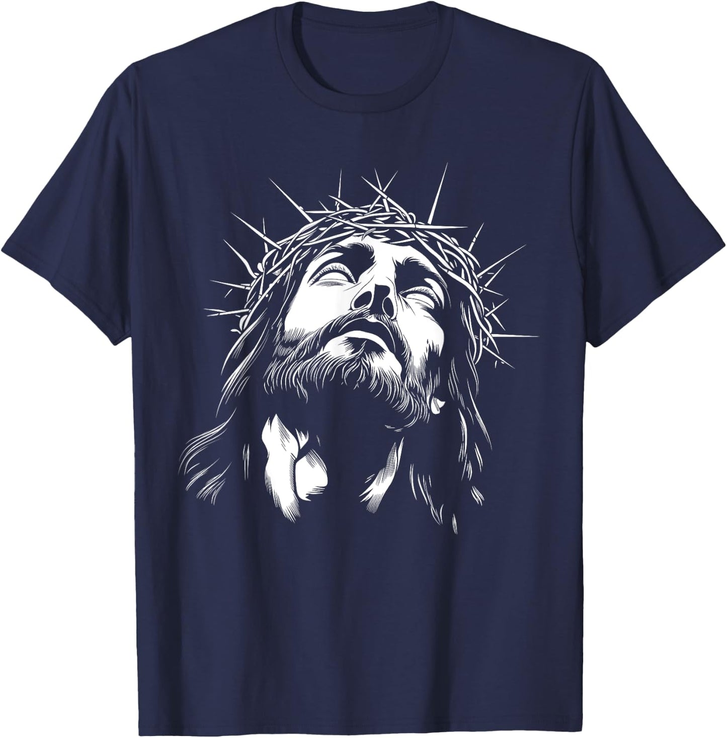 Crown of Thorns - Head of Jesus Christ T-Shirt - T-Shirt | Navy
