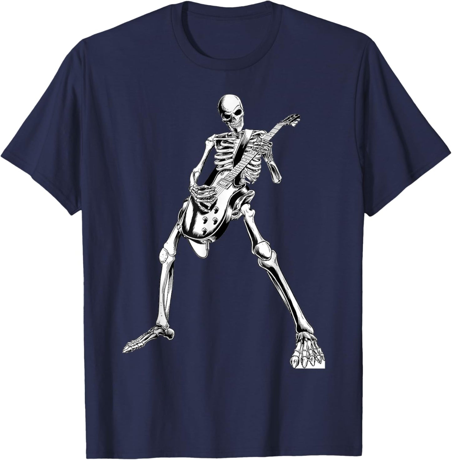 Skeleton playing guitar electric Acoustic Classical T-Shirt - T-Shirt | Navy