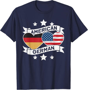 Half German Half American USA Flag Germany America T-Shirt - T-Shirt | Navy
