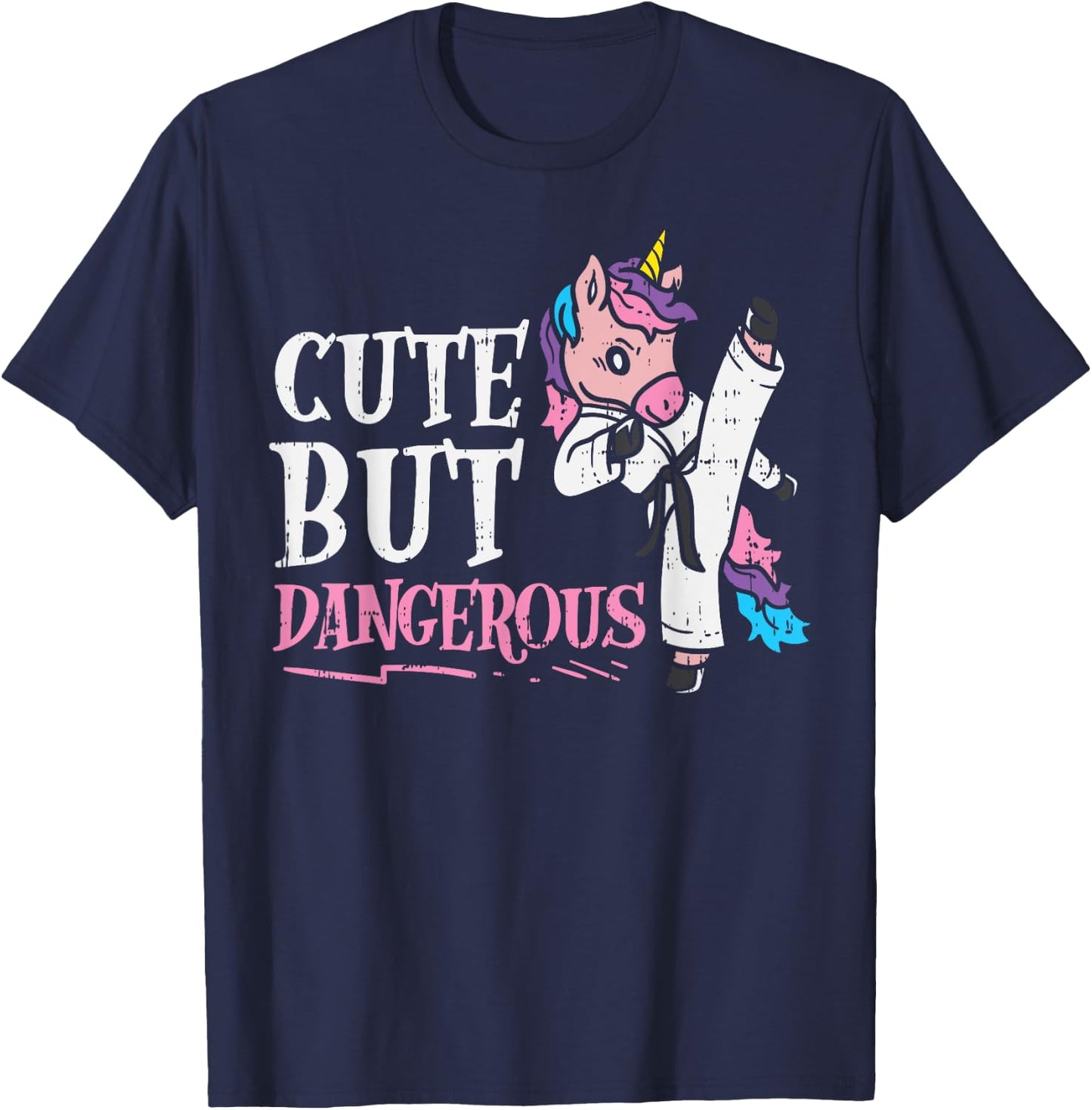 Unicorn Cute But Dangerous Karate Taekwondo Girls Gift T-Shirt - T-Shirt | Navy