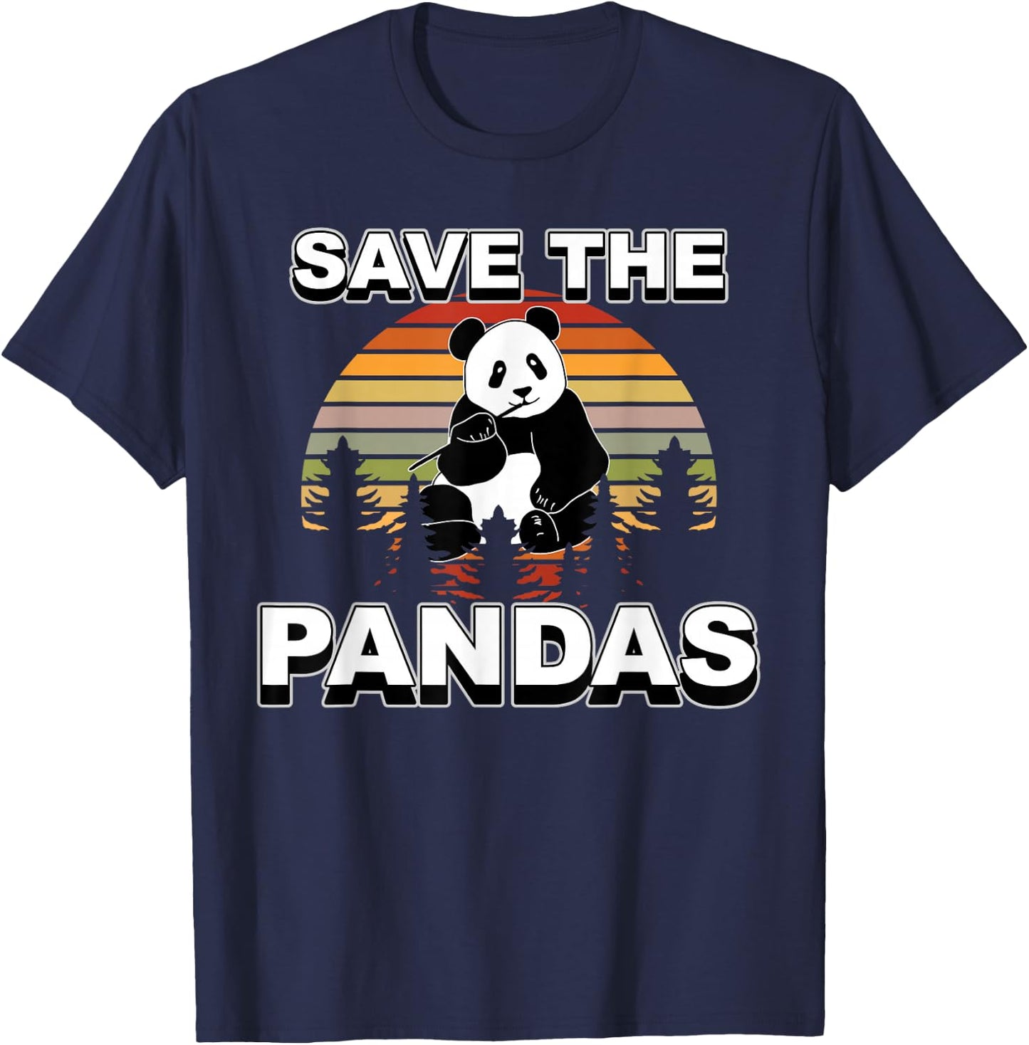 Retro Vintage Animal Lover Save The Pandas T-Shirt - T-Shirt | Navy