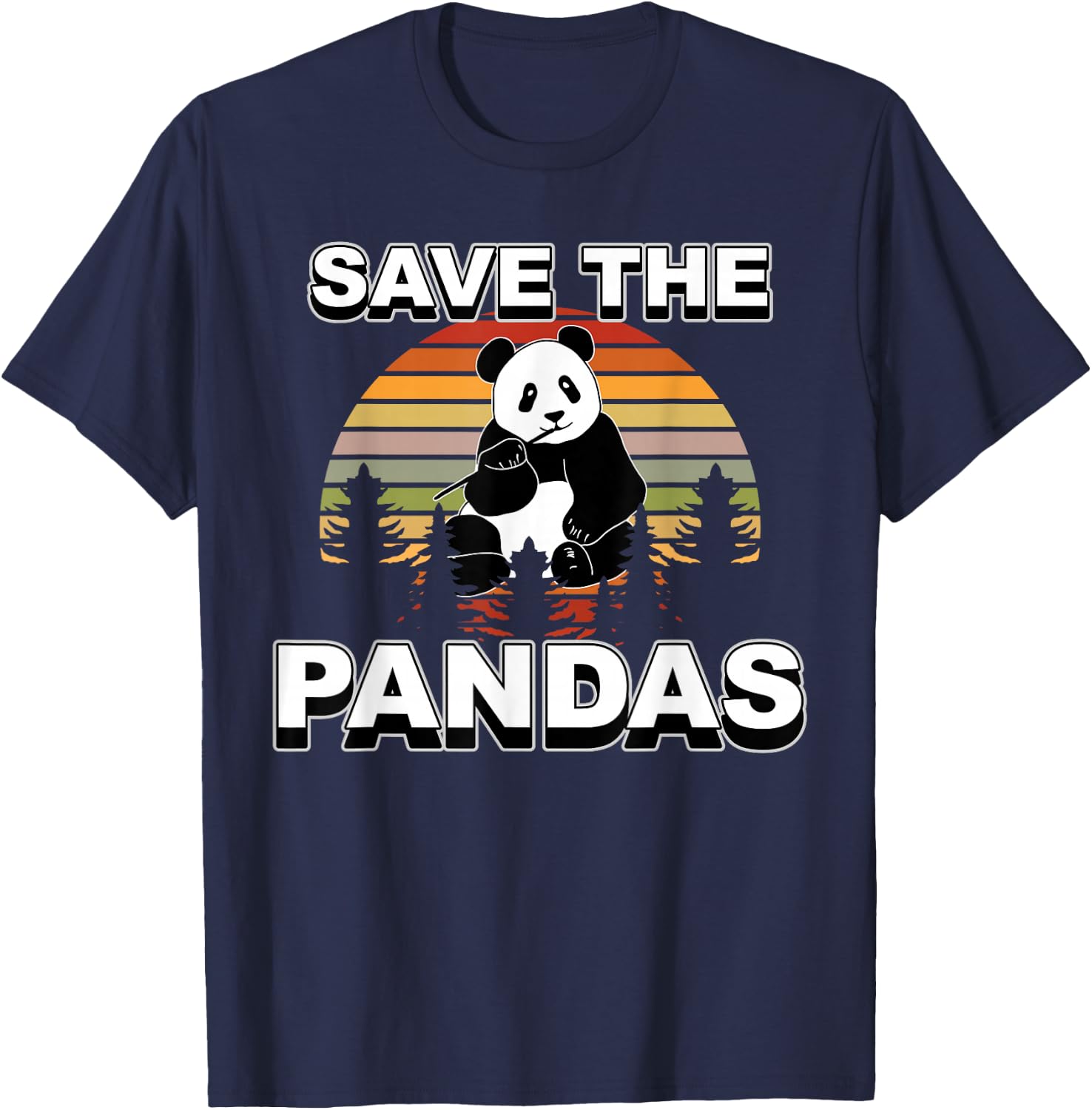 Retro Vintage Animal Lover Save The Pandas T-Shirt - T-Shirt | Navy